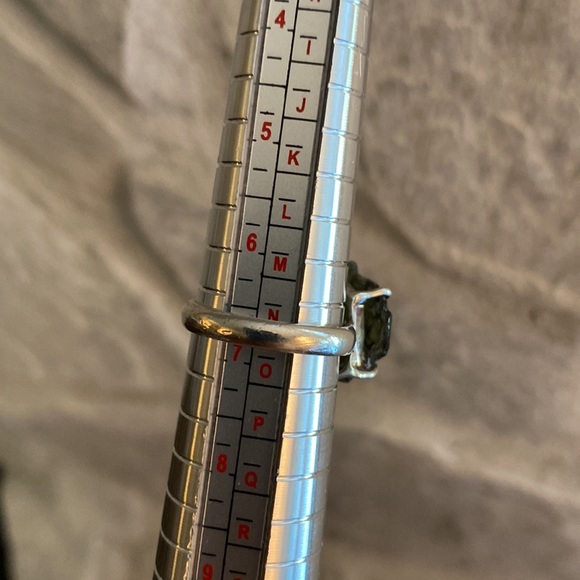 Authentic Genuine Natural Raw Moldavite Sterling Silver Gemstone Ring - Picture 8 of 10